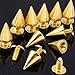 RUBYCA 100 Sets 10MM Gold Color Bullet Cone Spike and Stud Metal Screw Back for DIY Leather-Craft