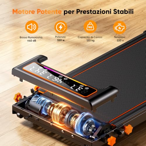 GIDGIMO 2 in 1 Folding Electric Treadmill with 15% Tilt, Walking Pad with Handle, Up to 12 km/h, Silent Motor, LED Display and Remote Control for Home and Office