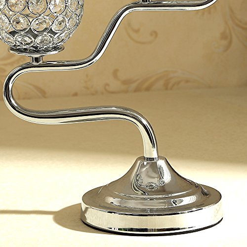 VINCIGANT Modern Silver Crystal Candelabra for Wedding Parties Events Coffee Table Decorative Centerpiece,Holiday Home Decoration Valentines Day Gifts,Fireplace Candleholder - Thumbnail 2