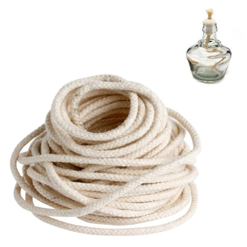 10 Feet Oil Lamp Wicks, Cotton Oil Lantern Wicks Braided Round Candle Core for Oil Alcohol Lamps DIY Handmade Candle Making (3/16 inch / 5mm)