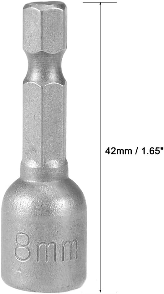 Sourcingmap 2 Pcs 1/4" Quick-Change Hex Shank 8mm Magnetic Nut Setter Driver Drill Bit, 42mm Length, Metric, Sandblasting - Image 4