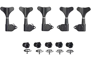 KAISH 5 String 3R2L 18:1 Sealed Bass Tuners Bass Guitar Tuning Keys Tuning Machine Heads for Ibanez/Yamaha Style Acoustic/Electric Bass Black