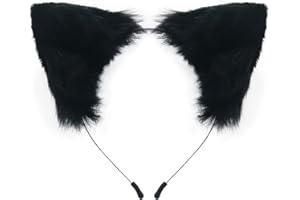 QinRuan Cat Fox Faux Fur Ears Headband Cute Halloween Fancy Dress Cosplay Handmade Animal Furry Ears Hair Hoop