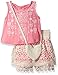 Beautees Girls' Little 2 Piece Sleeveless Back Bow Top and Embroidered Shorts