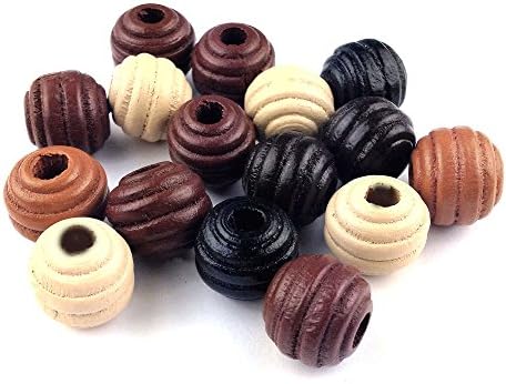 Beads Wood Size 16mm x 14mm Hole Size 5mm Assorted Colors 16 pieces (beadwood0001)