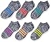 adidas Kids-Girl's Superlite No Show Socks (6-Pair), Onix-Clear Onix Space Dye/Shock Purple/Glow Orange, Small