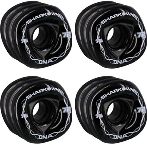 Shark Wheels DNA Solid Black/White Longboard Skateboard Wheels - 72mm 78a (Set of 4)