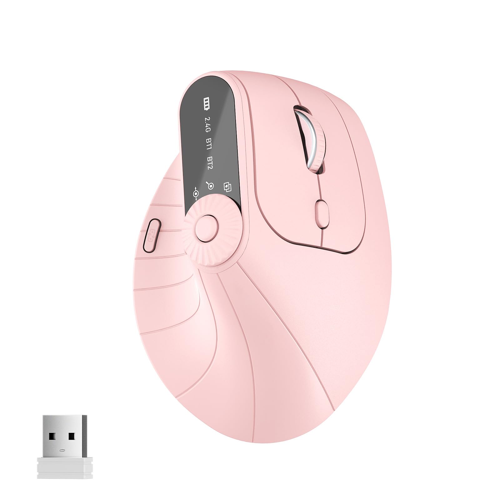 Photo 1 of Ergonomic Vertical Mouse, Wireless Optical Bluetooth Mouse - Dual Mode Connectivity BT5.0+BT5.0+2.4GHz Up to 3 Devices, Adjustable DPI & 8 Function Buttons for PC, Laptop, MacBook, Rechargeable