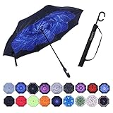 Umbrella,Large Double Layer Inverted Big C-Shaped Handle Reverse Long Umbrellas