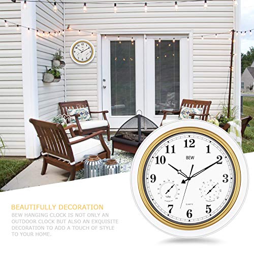 BEW Large Outdoor Clock, 18 Inch Thermometer & Hygrometer Combo