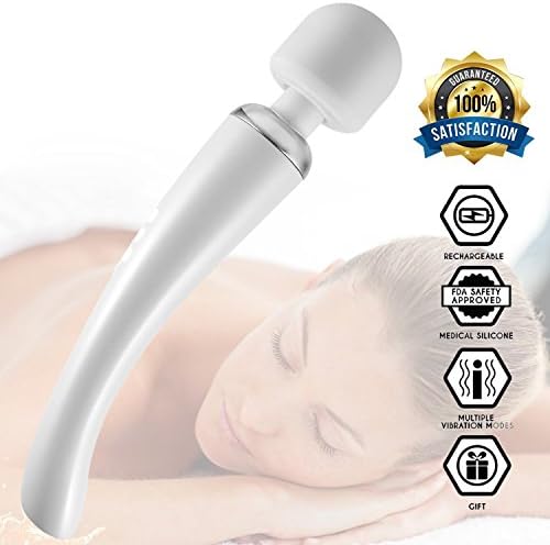 Portable Cordless Vibration Wand Massager - Strongest Therapeutic Vibrating Power - Best Rated for Travel Gift - Magic Stress Away - Perfect for Muscle Aches and Personal Sports Recovery,White