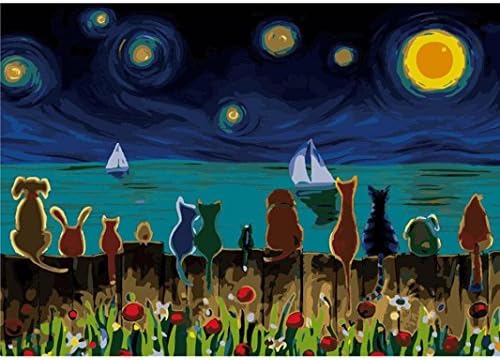 DIY 5D Diamond Painting by Number Kits, Franterd Lovely Animal &amp; Seaside Sky Full Drill Crystal Rhinestone Embroidery Mosaic Pictures Handmade Home Decor Wall Sticker Gift