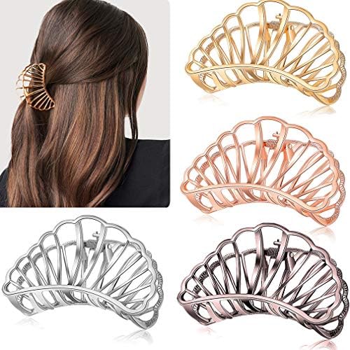 4PCS Metal Hair Claw Clips Gold Hair Catch Barrette Banana Clips Jaw Clamp for Women Girls Hairpins Thick Hair