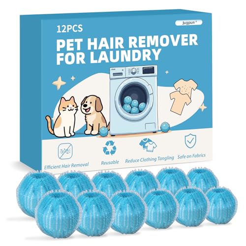 Photo 1 of 12 PCS Pet Hair Remover for Laundry, Reusable Dog & Cat Hair Remover for Laundry, Laundry Pet Hair Catcher for Clothes, Bedding, Won’t Damage Fabrics (Blue)