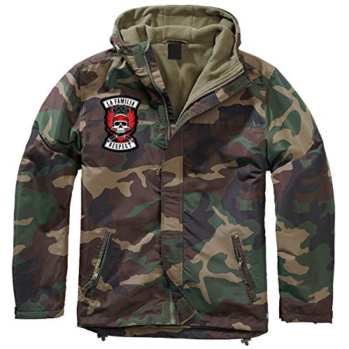Spaß kostet Männer und Herren Gefütterter Windbreaker Jacke mit Aufnäher La Familia Respect Größe S bis 7XL