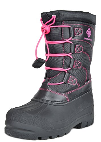 DREAM PAIRS Big Kid Knorth Black Fuchsia Isulated Fur Winter Waterproof Snow Boots Size 5 M Big Kid