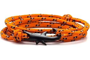 Heavstjer Fashion Plated Black Alloy Shark Tail Hook Colorful Rope Link Bracelet