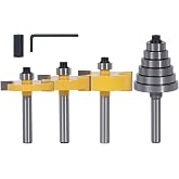 3 Pieces Carbide Tipped Rabbeting Router Bit with 6 Bearings Set,1/4 Shank | 1/4 Inch Shank Rabbet Router Bit Set, 3 Pieces Carbide Tipped with 6 Bearings Set, Interchangeable and Adjustable Bearing