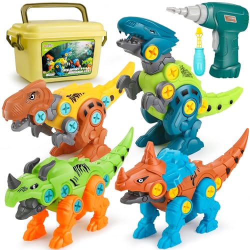 Dreamon Dinosaurs for Children 3 4 5 6 7 8 Years Old Dinosaur Toy with Box Storage Box Electric Drill Construction Toys Puzzle Gift for Boys Girls