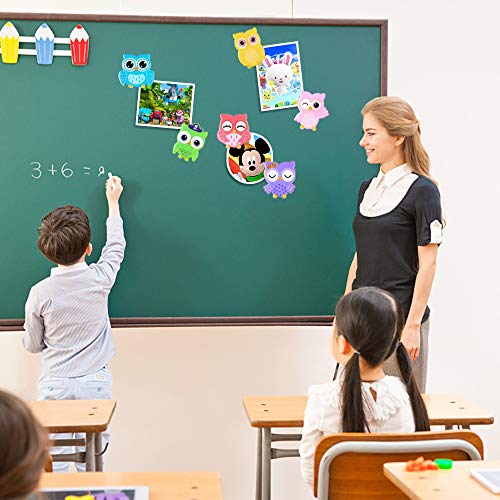 Owl Refrigerator Magnets 6PCS Epoxy Resin Decorative Fridge Magnets Set Cute Funny Decoration Locker Kitchen Office Whiteboards etc Suitable for Kids Toddlers and Adults (Cartoon Owl) - Thumbnail 2