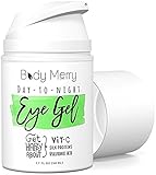 Vitamin C Eye Gel Cream for Dark Circles & Puffiness - Best Anti-Aging Moisturizer with Natural Hyaluronic Acid + Matrixyl + Organic Aloe to Fight Wrinkles & Lines - For Men Too - 1.7 oz - Body Merry