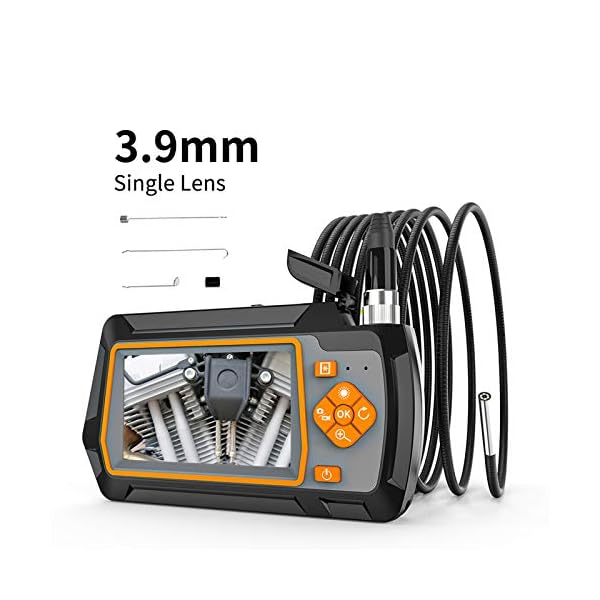 XJJY 1080p Dual- / Single-Linsen-Endoskop-Kamera mit 4,3"IPS LCD 2.0mp HD-Inspektionskamera mit 6 LED für die Abwasserablaufprüfung,Lens 3.9mm,1M – Bild 3