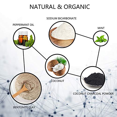 Activated Charcoal Powder, ESSLUX Natural Coconut Charcoal Teeth Whitening Powder, Organic Teeth Whitener, for Teeth Stain Removal, FDA Approved - Mint Flavor