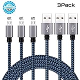 Goodsail Micro USB Cables, 3Pack 6FT/2M durable Nylon Braided High Charging Speed USB 2.0 A Male to Micro USB Cord For Samsung, HTC, Motorola, Blackberry, Tablets and Android Smartphones Blue Black