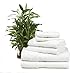 Premium Bamboo Cotton 6 Piece Towel Set (2 Bath Towels, 2 Hand Towels and 2 Washcloths) - Natural, Ultra Absorbent and Eco-Friendly (White)