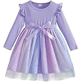 UPlee Toddler Girl Tulle Dress Winter Ruffle Long Sleeve Baby Girl Fashion Casual Tutu Dresses 1-6Y