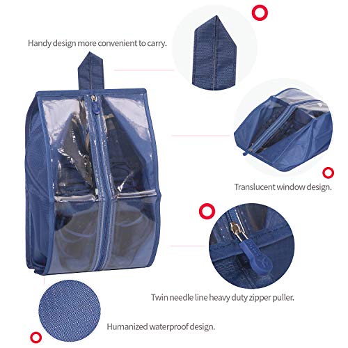 X-Large Travel Shoe Bags Waterproof Organizer Storage bag for Men & Women (6 Pack, Dark Blue)
