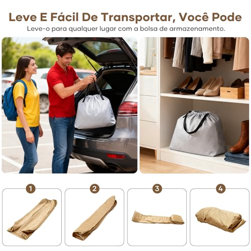 Trailabo Colchão Inflável com Encosto e Travesseiro, Bomba de ar Elétrica Recarregável Embutida - Marrom (Solteirão)