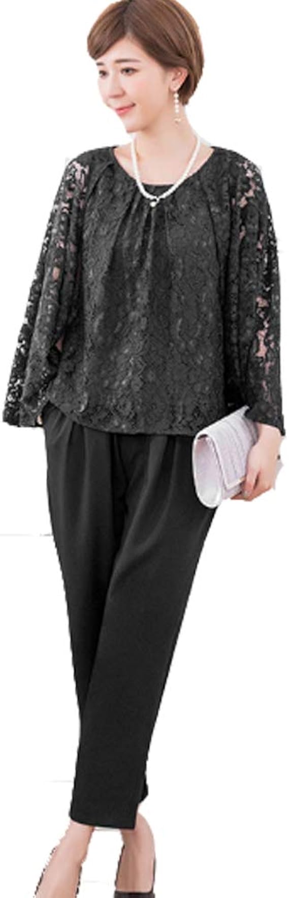 Amazon Kayaa レディース セットアップ パンツドレス 結婚式 大きいサイズ 袖あり オールインワン スーツ ケープ レース お呼ばれ パーティドレス パンツ 二次会 披露宴 結婚式ドレス レディース フォーマル アンサンブル オールインワン 通販