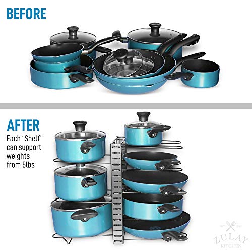 Zulay 8Tier Pots and Pans Organizer Under Easy 3 Adjustable