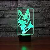3D German Shepherd Dog Night Light Powered Remote Control Touch Switch 16 Color Change LED Table Desk Lamp Home Decoration Toy Birthday Xmas Kid Children Gift