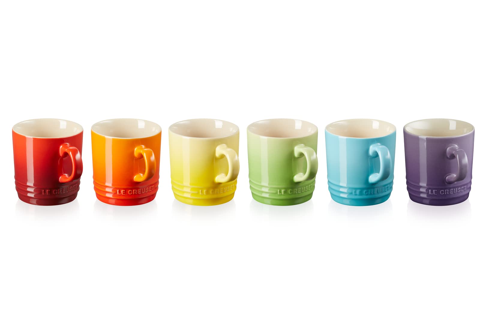 LE CREUSET Stoneware Set of 6 200ml Cappuccino Mugs, Rainbow