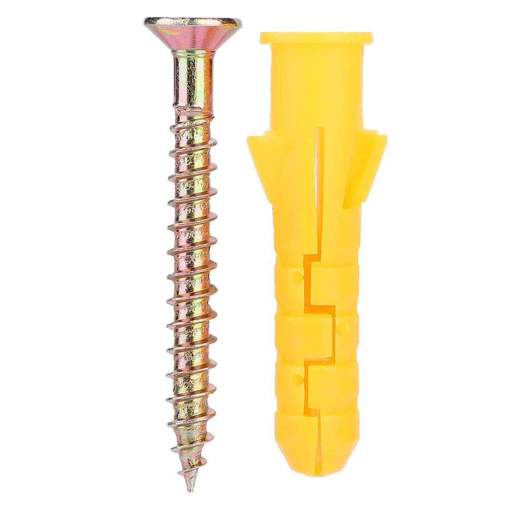 50pcs Heavy Duty Plastic Expansion Pipe Anchor Kit with 50pcs M10 Wall Plug Self-Tapping Screws for Concrete Fastening and Column Installation