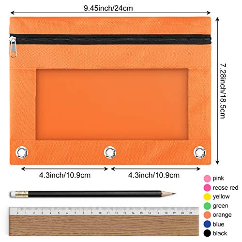 LABUK 7 Pack Zipper Pouches for 3 Ring Binder, 7 Color Binder Pouch