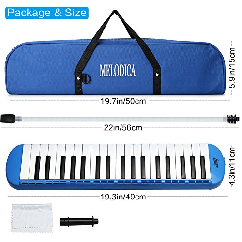 Lujex 32-Key Melodica,Entry Level Melodica Piano Portable Standard Tone Musical Education Instrument for 2+Years Old Kids/Beginner Gift with a Carrying Bag (Blue) - Thumbnail 6