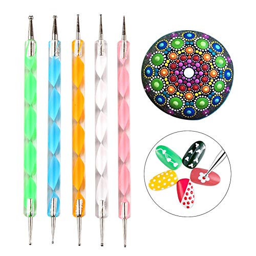 Nail Art Supplies Kit 15pc Gel Nail Brushes Tools 5pc Nail Dotting Pen, 2 Boxes Nail Rhinestones Decorations Accessories, 8pc Flower Nail Decal, 10pc Nail Striping Tape Line, 5pc Manicure Nail Files