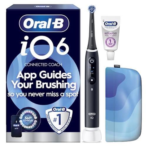 Oral-B iO6 Electric Toothbrush, Black Lava, with Magnetic Travel Pouch