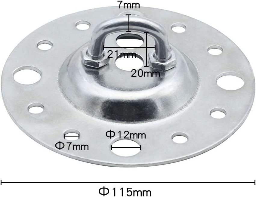 KingYH 2 Pack Wall Ceiling Mount Pad Eye Plate Bracket 115 mm Diameter Heavy Duty Suspension Strap Trainer Hook with Screws for Suspension Straps Fitness Training Yoga Swing Resistance Band - Image 3