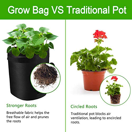 TQQFUN 2 Pack 7 Gallon Smart Potato Grow Bags Velcro Window Vegetable Grow Bags, Double Layer Premium Breathable Nonwoven Cloth for Potato/Plant Container/Aeration Fabric Pots with Handles(Black)
