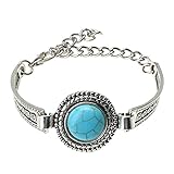 Diamondo Retro Turquoise Bracelets Women Carved Handicraft Sterling Silver Adjustable