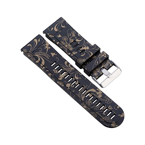 Akaddy Watchband, 26mm Silicone Pattern Watchband Strap for Garmin Descent Mk1 Fenix 5X3/3HR(E)