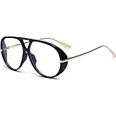 JOVAKIT Oversized Aviator Blue Light Blocking Glasses for Women Men, Fashion Vintage Large Big Frame Fake Eyeglasses