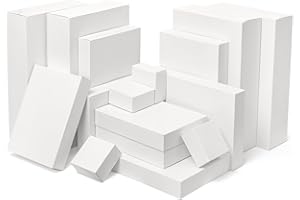 Mefleet 16 Pack Gift Boxes with Lids Assorted Sizes Small to Extra Large Different Size Shirt Box for Wrapping Christmas Presents, Holidays, Birthday Gift White