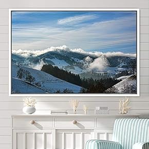 signwin Framed Canvas Wall Art Foggy Mountains Aerial...