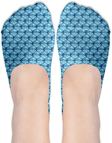 Blue Bigfoot Women No-Show Casual Liner Socks Non Slip Flat Boat Ankle Socks
