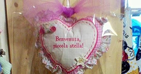 Angelica Home Country Cuscino Con Dedica Benvenuta Piccola Stella Colore Rosa Tessuto Nascita Amazon It Casa E Cucina